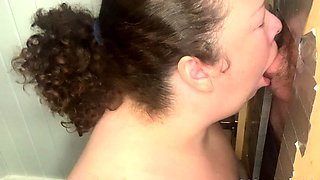 Glory hole blowjob busty amateur blonde fucking