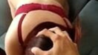 Blowjob in front of the neighbours