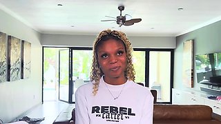 African blonde ebony model on casting