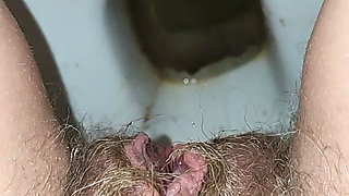 Big Load of Pee From Hairy Pussy