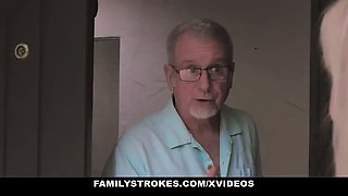 Familystrokes - blondie teenie (Chanel Shortcake) gets caught by stepgrandpa and sucks his dick