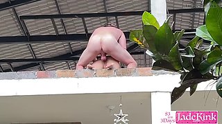 Real exhibitionist couple fucks on the balcony and flashes