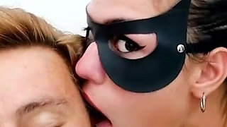 Femdom lickinghis face