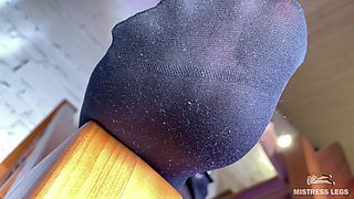 My Odor Feet in Black Stockings Tease Above You Face on the Ladder - Part-2