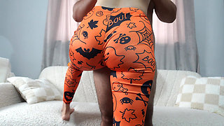 Indian stepsister is in Halloween leggings so stepbrother went there and fucked her big ass then they had sex