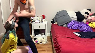 Footjob Blindfold Deepthroat Teen Step Daughter Gets Used