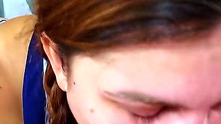 POV Girl with Pigtails in Hot Sexy Student Uniform Sucking Cock
