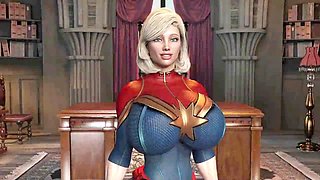 Yoga session with big stepmom in a 3D animated superhero world