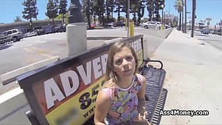 Big tit teen goes from bus stop to deep fuck