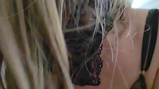 Natascha Blonde Footjob and Rides Cock