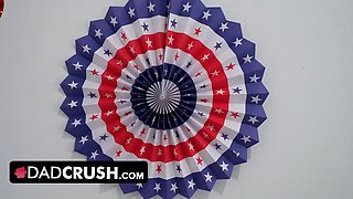 Insane daughter-in-law does a little undress tease for her stepdaddy to feast independence day