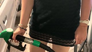 Gas Station No Panties in Micro Dress