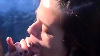 Two stunning ladies, abbie and lena, sharing a lucky guy's impressive size.