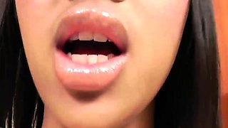 Slim ladyboy in lace panties gives a blowjob to his lover