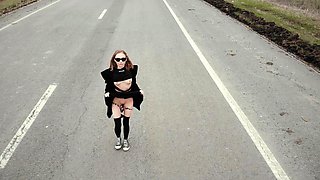 Naughty Alice Shows Pussy Ass and Tits on the Track