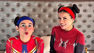 Spider Girl Anal Threesome with Huge Cock - Cosplay Porn with Jenifer Play & SoyMarce