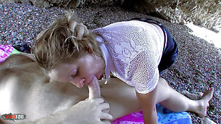 Beach Granny Gets Wild: Anal, Blowjob, Squirt