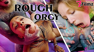 Four alt porn hotties share a couple of cocks