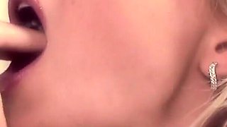 Adorable blonde with big tits playing with wet pussy