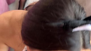 POV Today the Bunny Sucked Everything, Gave Him a Hot Blowjob, Left the Dick Very Wet, Rimming and Filled Her Mouth with Milk