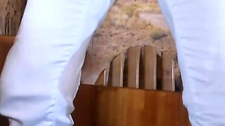 Blonde German Teen Bikergirl_97 Pissing in Tight White Jeans - Amateur HD