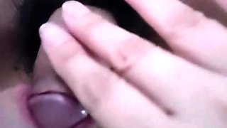 Amateur Asian babe strips and gives great blowjob