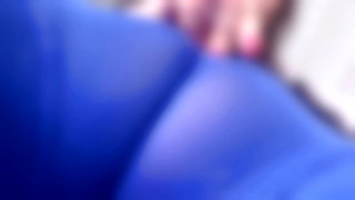 Blue tights cameltoe teaser
