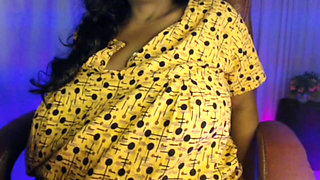 Pregnant Lady Play with Boobs and Big Belly.