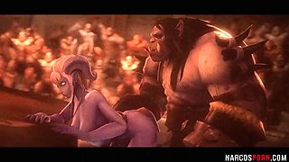 Big tits babe fucked by orcs in dungeon