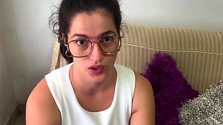 Shy and lovely nun brunette wearing glasses gets fucked by a lustful guy