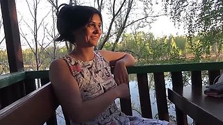 KristinaSlut Outdoor Public Flashing - Naughty Brunette Flashes Pussy Outside