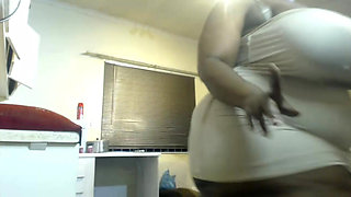 Busty BBW Stripteasing and Getting Vibrator Teased