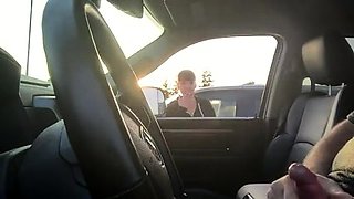 Shameless fucker almost gets caught jerking off in the car