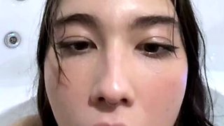 Independent Teen brunette girl toying pussy outdoor