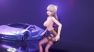 Excuse Me; Genshin Impact; Bronya; Office Lady Uniform; Pencil Skirt; Crotchless Black Stockings; Erotic Tattoos