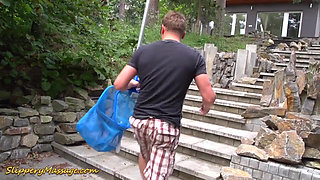 Poolboy gets slippery nuru massage sex