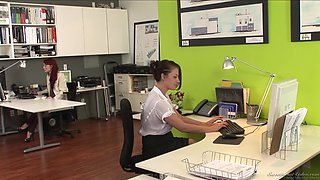 Lesbian Office Seductions #07 Scene with Pretty Lesbian Brunette Dana Vespoli