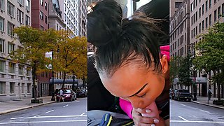 Thai MILF big cock car blowjob in public