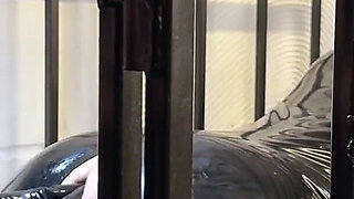 Anal Stretching a Caged Gimp