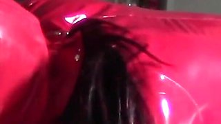 The MILF in a Latex Suit Sucks Cock with Cum in Her Mouth