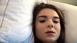 Adorable teen brunette gets fucked & creampied - pov