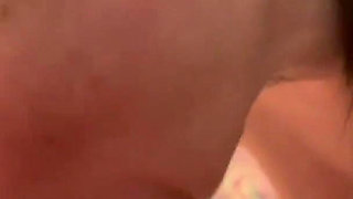 Mature with Big Saggy Boobs Sucking the Cum Out of Dick and Showing Cum in Mouth Before Swallowing