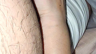 Step mom hand pulled out step son dick from his underwear