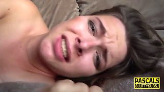 Throated sub gets anally pounded and jizzed