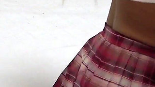 Japanese Girls Exclusively Apartment, a Room for Tanned Busty Girl Dose Seduce Exercises in Uniform, Mini Skirt, Thong G String