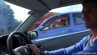 Gorgeous All Natural Stacked British Blonde Is Horny After Her Shoot so She Takes a Stud in the Car for a Naughty Fuck