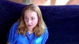 Amateur blonde teen blowjob and fucking in the bathroom