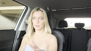 Public sex in a car with a blonde beauty named Britney