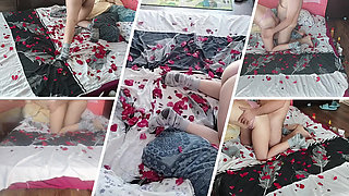 Hot amateur couple erotic massage with oil on the body.