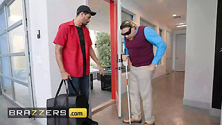BRAZZERS - Jennifer White Plays A Cucking Game With Her Husband Where He Acts Blind As She Takes Two Big Cocks